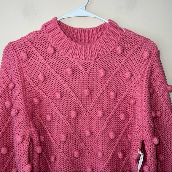NEW Hyacinth House TUCKERNUCK Punchy Pink Pom Pom Lainey Sweater Women's Medium - Picture 6 of 10